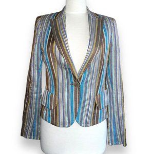 Akris Punto Silk Blazer with Multicolor Stripes - Size 10